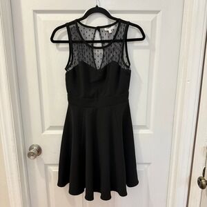 Delias Blk Polka Dot Mesh Sz S Mini Dress Fit&Flare Y2K Whimsygoth Dark Romantic